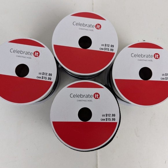 Buffalo‎ Check Plaid Black & White Jumbo Wired Ribbon 2 1/2 In 20 Ft Lot of 4. - Picture 2 of 4